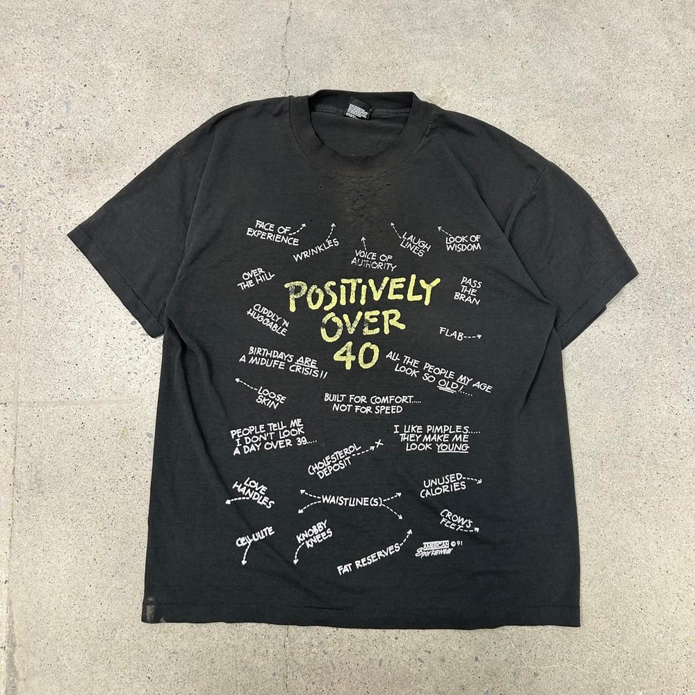 Vintage 90s Single Stich Age Humor Comedy AOP T-Shirt (Size XL)